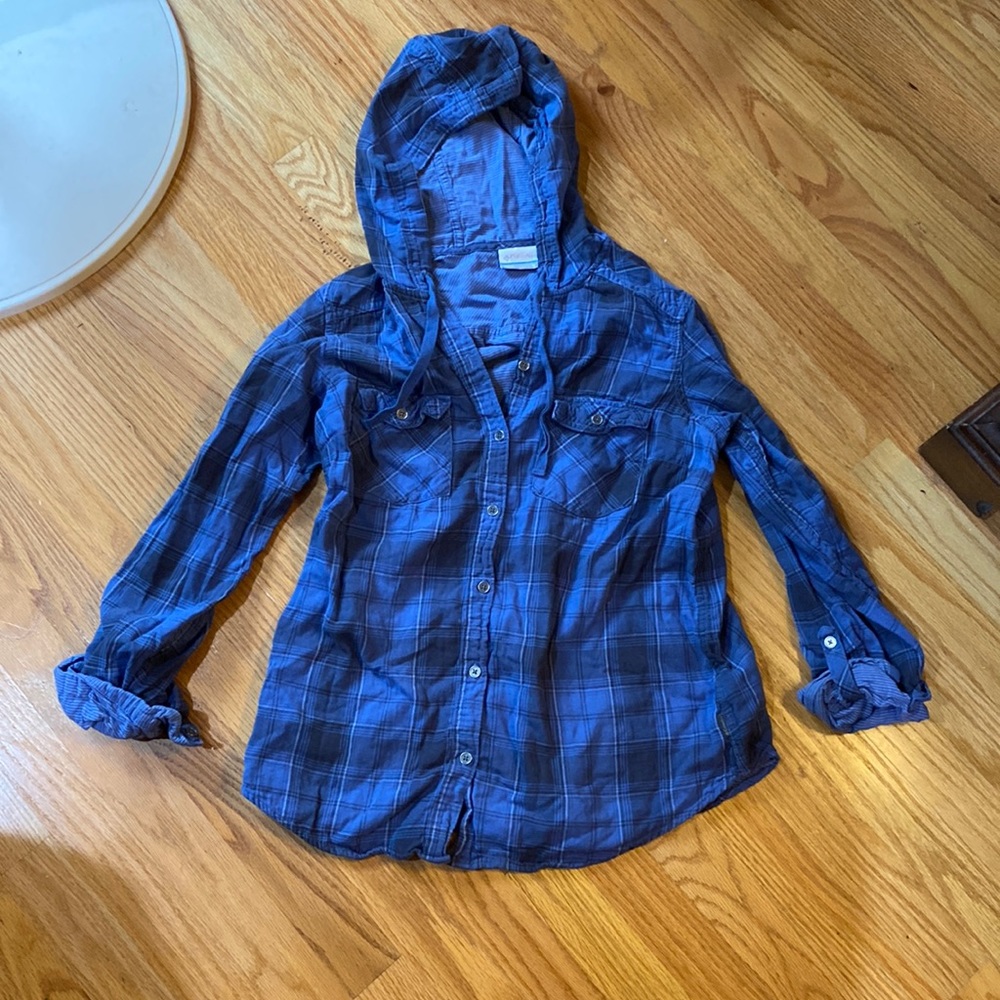Columbia flannel shirt with hoodie